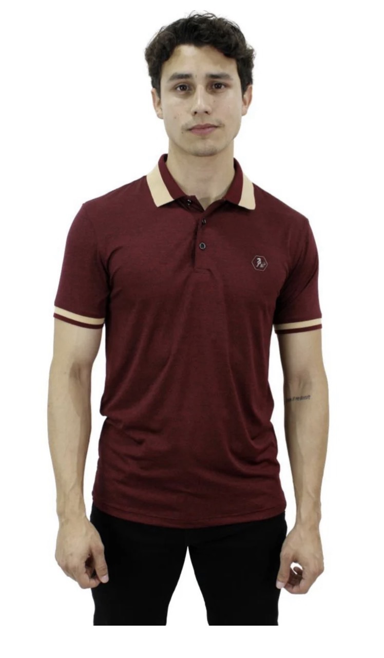Playera Polo Para Caballero Marca Huggo Valentino HV-47-Burgundy